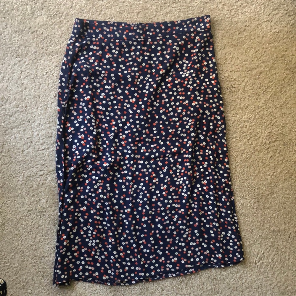 Madewell Blue Midi Floral Skirt - Picture 2 of 6